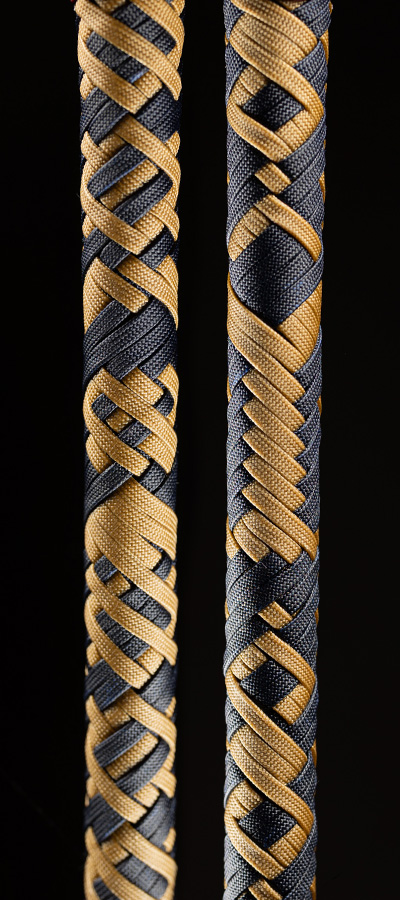 The handle of an 8 foot Nightlord Bullwhip — detail