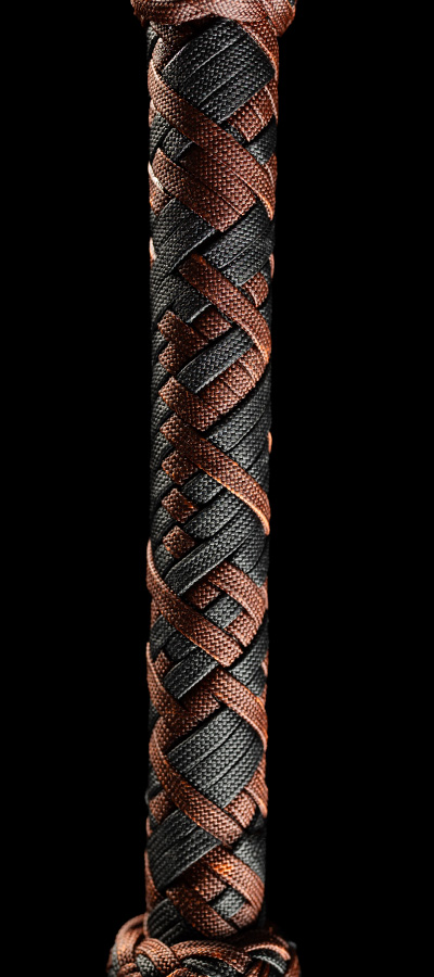 The handle of an 8 foot Blacksmith Bullwhip