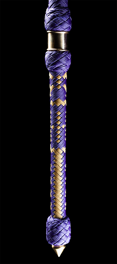 The handle of an 8 foot Emperor's Bullwhip
