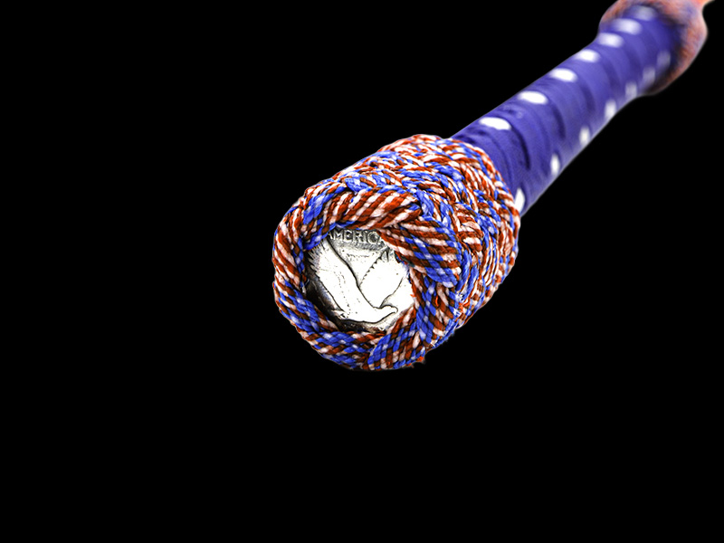 The concho of a 6 foot Star Spangled Bullwhip