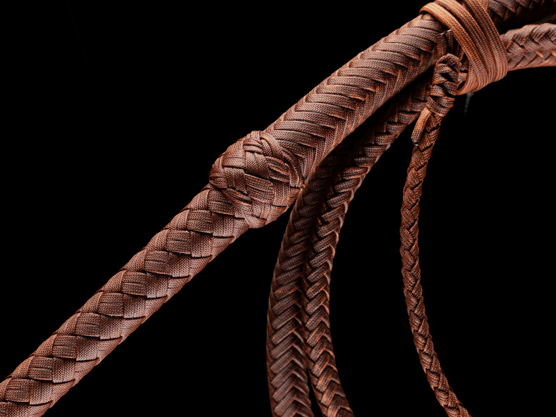 The transition of an 8 foot Raider style Indy Bullwhip